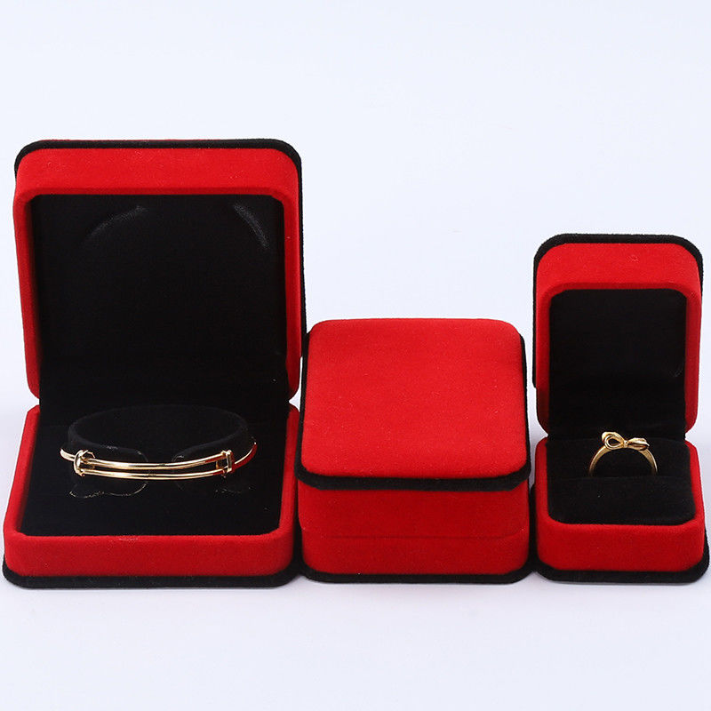 Handgemaakte edel fluweel juwelen doos Ronde hoek Ring Hoesje voor oor stud Armband Hanger