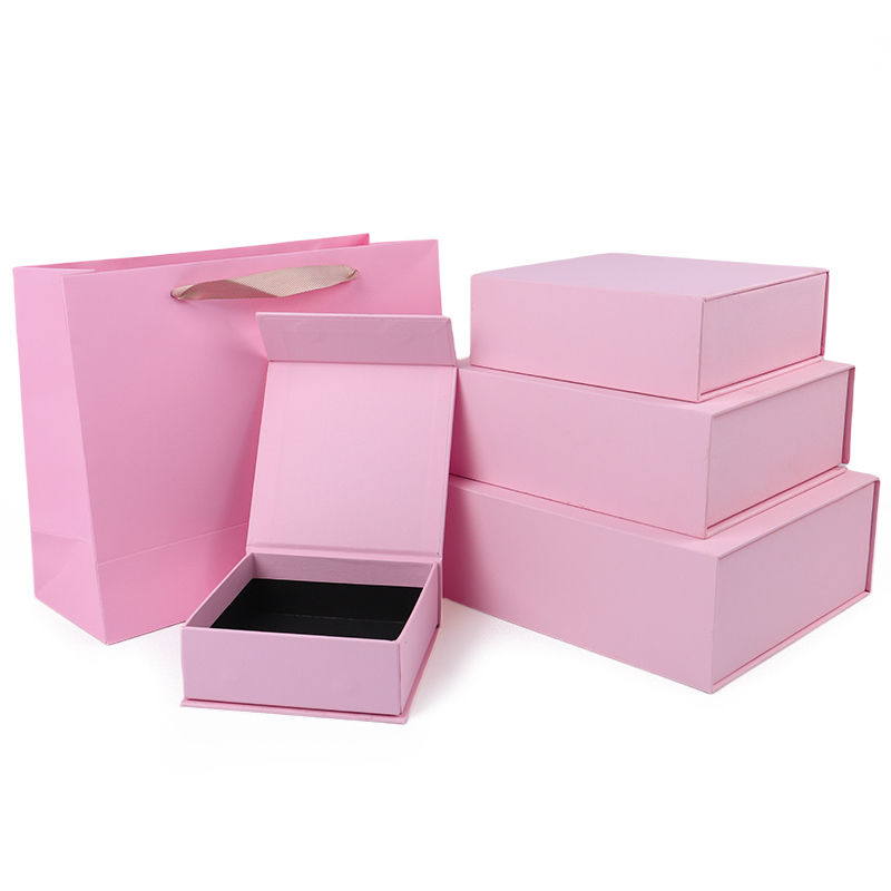 Groothandel productie van hoge kwaliteit Magnetische Geschenkdoos Verpakking Aangepast logo luxe Milieuvriendelijk Karton Papier roze Magnetische Sieradendoos