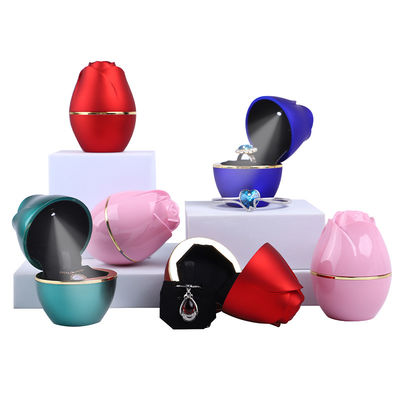 2021 Rose Design LED licht sieraden verpakkingsdoos voor aangepaste plastic en fluweel