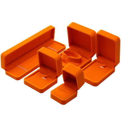 Groothandelsproductie Hign end Juwelen Doos verpakking Gepersonaliseerd Custom logo Luxe halsketting Armband Ohrring Ring Verpakking Fluweel oranje Juwelen Doos