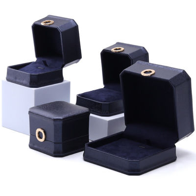 11*11*6cm Huid Juwelen Doos Hanhong Vierkant Halsketting Ring Doos Met Metal Blauw Luxe