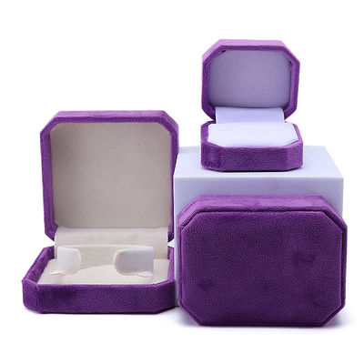 Juwelen Pakket Custom Octogonale Vorm Paarse Flannelette Doos voor halsketting Armband Ring