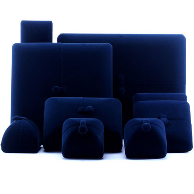 Blauw fluweel sieraden doos voor halsketting Ring Hanhong Custom Logo Luxe cadeau verpakkingsdoos