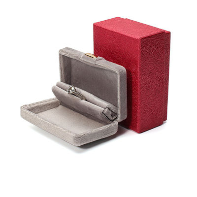 Gepersonaliseerde grootte Grijze metalen sieraden verpakkingsdoos met fluwelen bekleding en aangepast logo