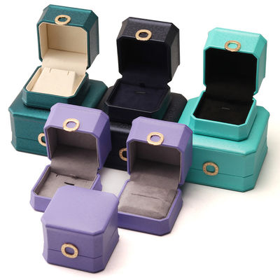 Vierkante halsketting ring doos met metaal luxe leder sieraden doos Hanhong PU leder verpakking