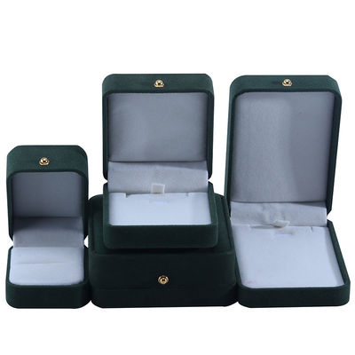 Gepersonaliseerd logo groen fluweel juwelen verpakkingsdoos voor halsketting armband oorbellen ring