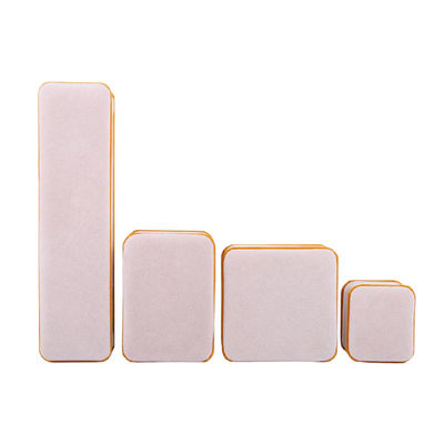 Op maat gemaakt abrikozenkleurige fluwelen sieraden verpakkingsdoos voor dubbele laag en 6*5,5*5cm grootte