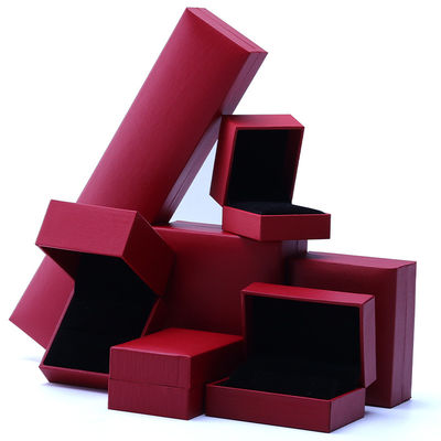 OEM Rood Papier Juwelen Doos Set Fluwelen Bekleding Custom Juwelen Verpakkingsdoos