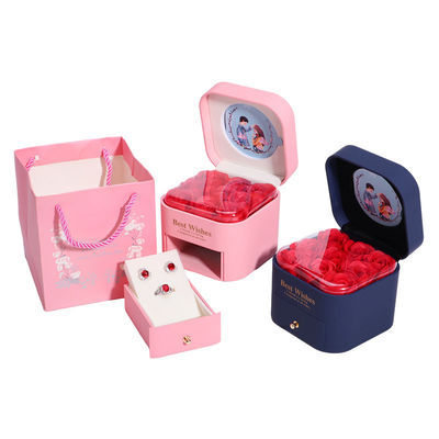 Custom Size Rose Immortal Drawer Bloem Juwelen Doos Voor Stud Oorbellen Hanger