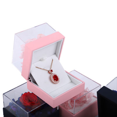 Vierkante rozen bloemen sieraden verpakkingsdoos bloemen ring doos voor cadeautje Custom Design