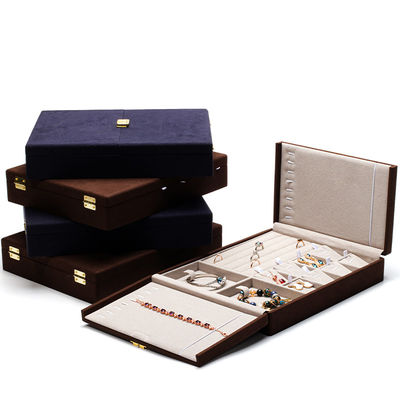 Blauwe microvezel leer juwelen cadeaubon Custom juwelen verpakking 29x23x5cm