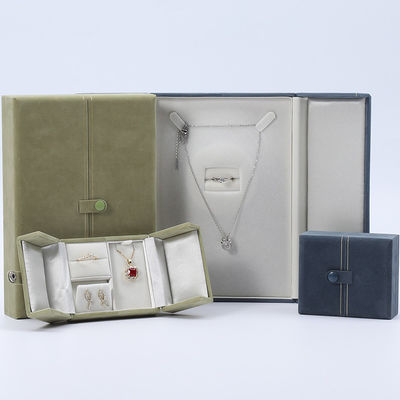 Multifunktioneel Custom Branded Velvet Jewellery Case Verpakking Met Knop Sluiting