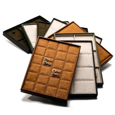 Soft Velvet Interior PU Leather Jewelry Display Tray Props voor Ring Ear Studs