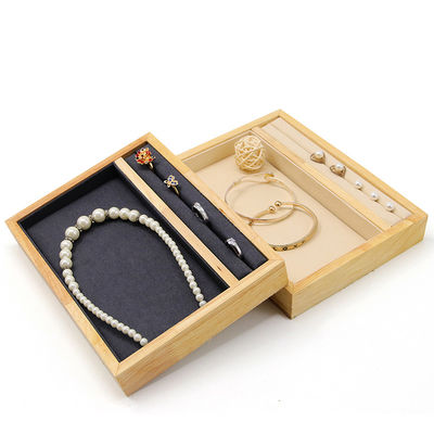 Massieve houten multifunctionele sieraden display holder tray voor ring hanger oor stud