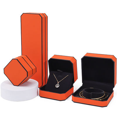 Octogonale oranje zwarte rand PU leer sieraden doos voor luxe verpakking