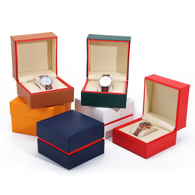 Zacht handig Stijlvol PU Lederen Horloge Verpakkingsdoos Rode Rand Opbergkoffer voor cadeau