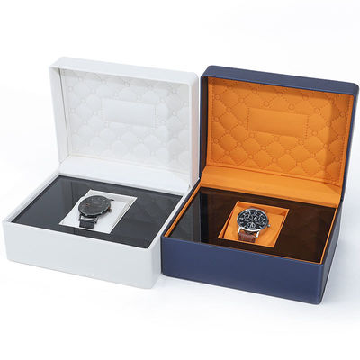 Soft Touch Lining PU Lederen Horloge Doos Luxe Verpakking Met Slank Houten Interieur