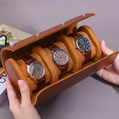 Meerdere cellen edel PU leer horloge opslag koffer verpakkingsdoos met fluwelen bekleding