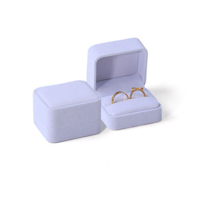 Unieke dubbele ring doos Custom fluweel witte sieraden verlovingsring verpakkingsdoos