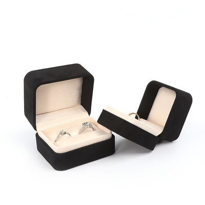 Groothandel High End Juwelen Verpakking Ring Box Custom logo Juwelen Verpakking Luxe Dubbele Verloving Velvet Ring Box