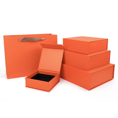 Groothandel productie van hoge kwaliteit Magnetische Geschenkdoos Verpakking Aangepast logo luxe Milieuvriendelijk Karton Papier oranje Magnetische Sieradendoos
