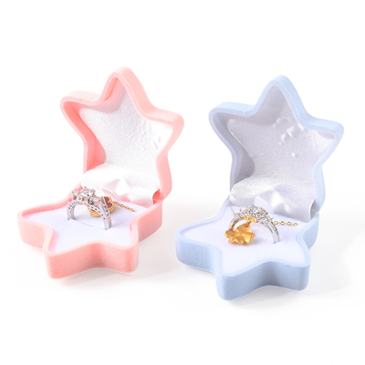 Gepersonaliseerde hign kwaliteit flip zeesterren fluwelen ring doos juwelen verpakking